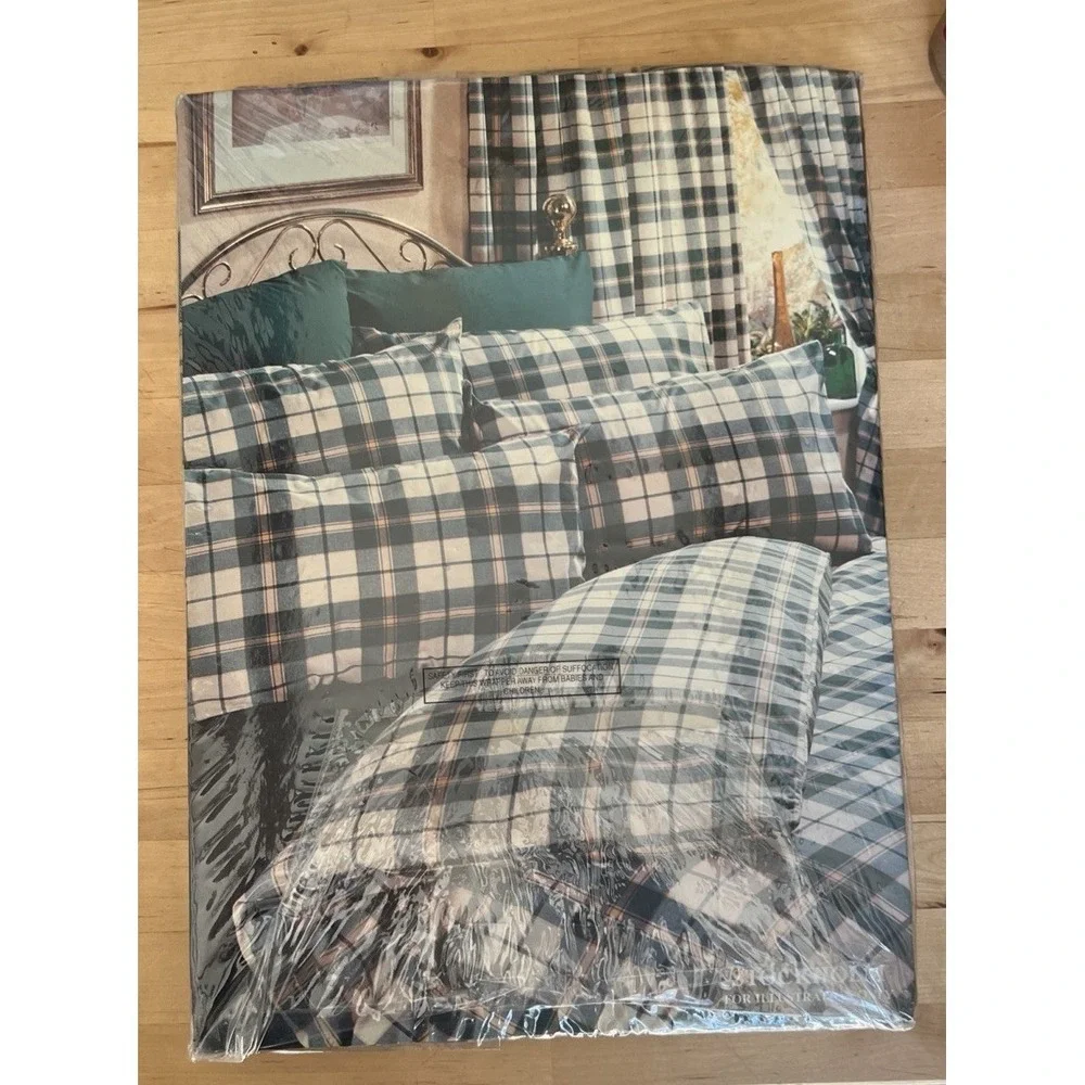 Vintage Green Plaid Duvet Cover 54 X 78